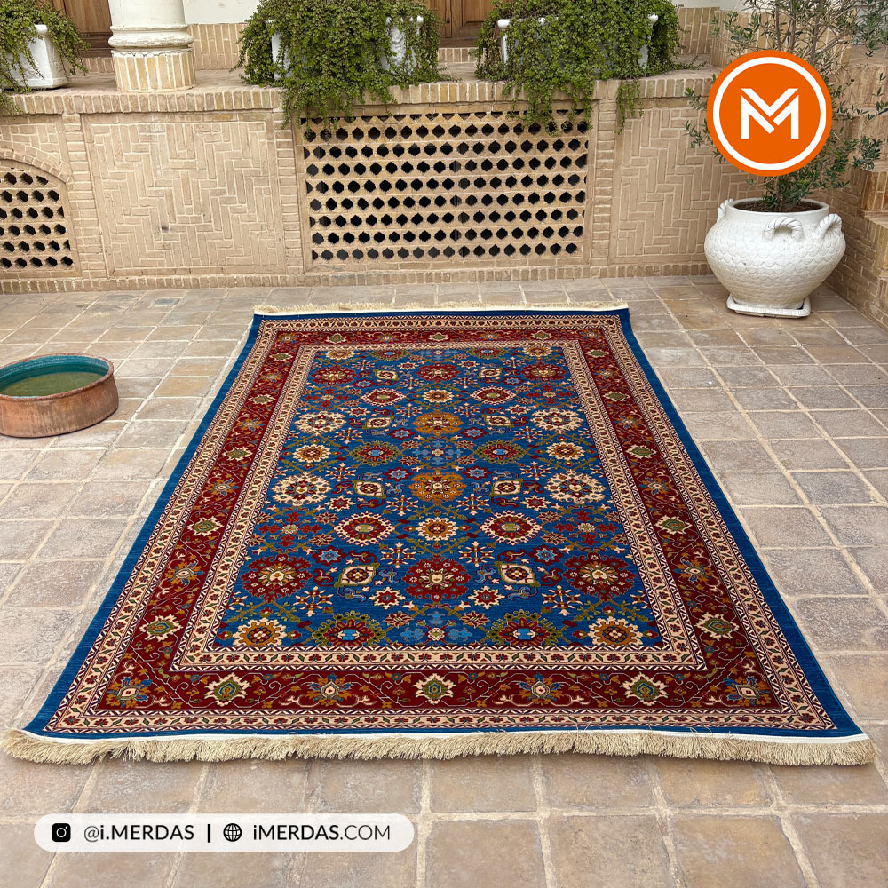 فرش گبه کد 117 قشقایی زمینه آبی نفتی